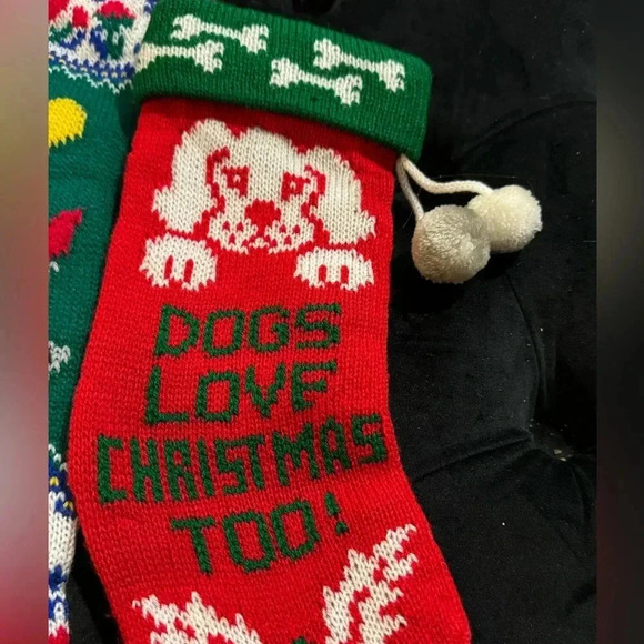 Set of 2 Vintage 90’s Christmas Kid & Per Dog Stockings Holidays Decor Kitsch - Picture 3 of 8